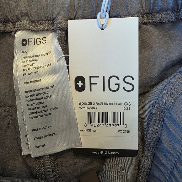FIGS Women's Charlotte 21 Pocket Slim Scrub Pants XXS Dark Space Gray Jogger - Picture 6 of 6
